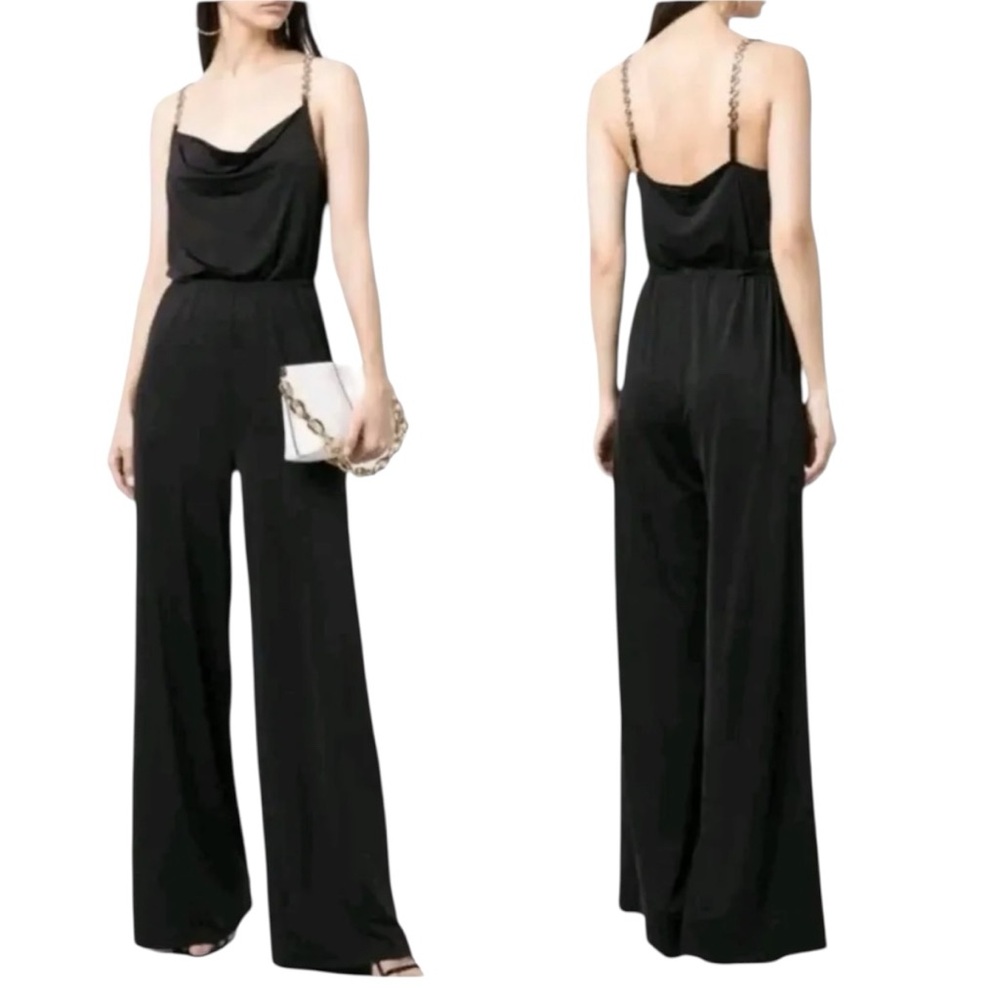 Jason Wu “Emmett” Black Cowl Neck Jumpsuit with Goldtone Crystals NWT (D-1)